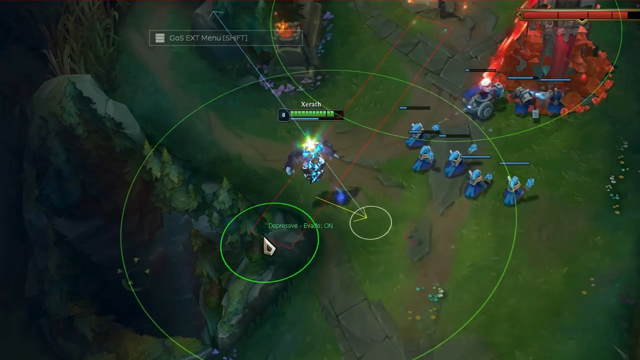 GoS EXTP League of Legends menu with orbwalker, scripts and drawing options